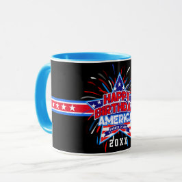 Caneca Feliz aniversário América 4 de julho Independência