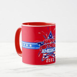 Caneca Feliz aniversário América 4 de julho Independência
