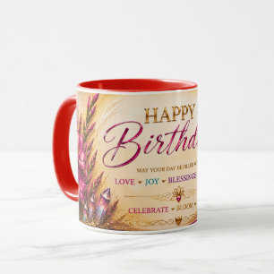 Caneca Feliz Aniversário™ Amor Alegria Bênçãos Magia Glad