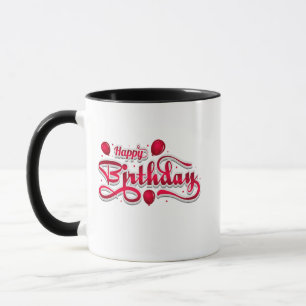 Caneca Feliz Aniversário Balões Rosa