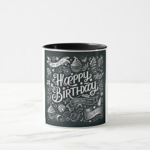 Caneca Feliz aniversário Chalkboard Vintage Art