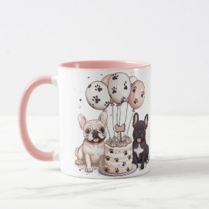 Caneca Feliz Aniversário Chapéus de Festa de Bulldogs Fra