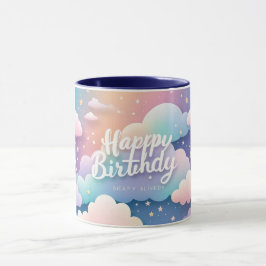 Caneca Feliz Aniversário de Elegância de Mola de Água