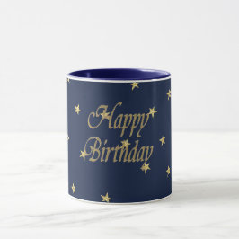 Caneca Feliz aniversário do marinho Dourado