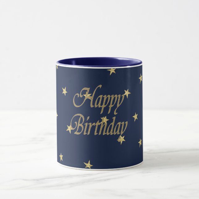 Caneca Feliz aniversário do marinho Dourado (Centro)