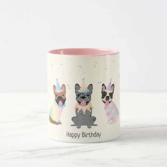 Caneca Feliz Aniversário dos Buldogues Franceses (Centro)