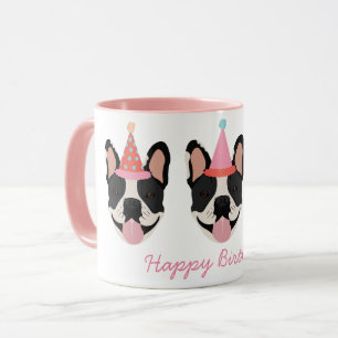 Caneca Feliz aniversário Festa de Buldogue Francês, que é