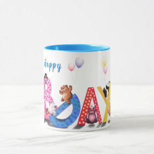 Caneca Feliz Aniversário - Festa de Ursos Bebês Divers