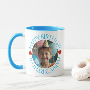 Caneca Feliz Aniversário Foto Redonda Clássica Simples