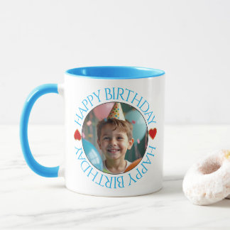 Caneca Feliz Aniversário | Foto Redonda Clássica Simples