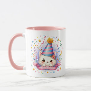 Caneca Feliz Aniversário Gato de Apelido