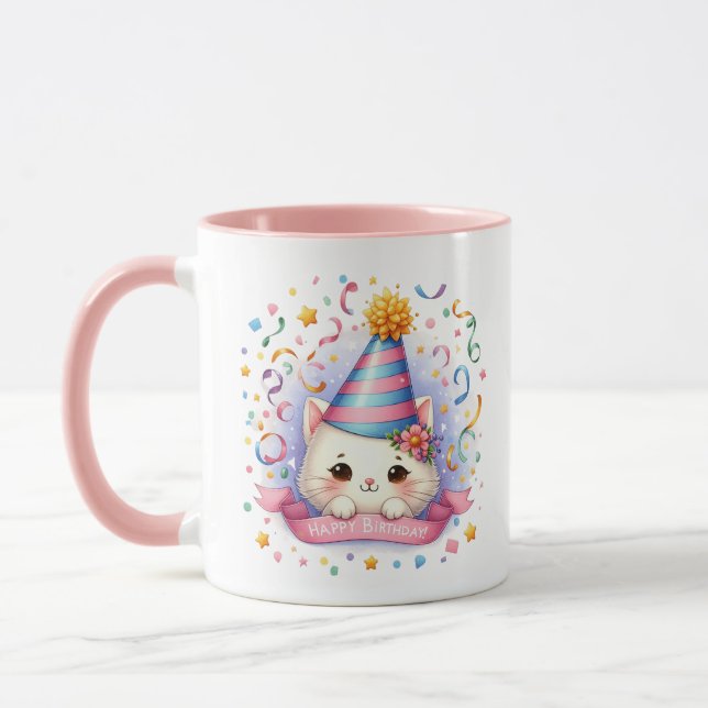 Caneca Feliz Aniversário Gato de Apelido (Esquerda)