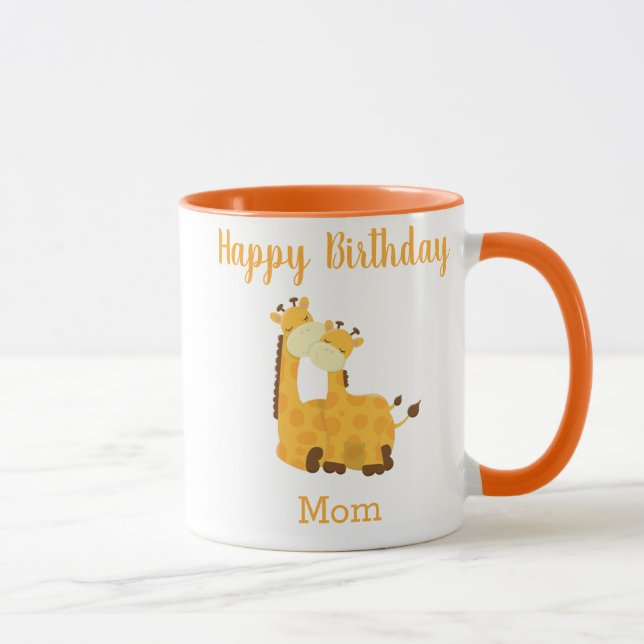 Caneca Feliz aniversário Mãe Girafa e Bebê (Direita)