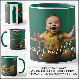 Caneca Feliz Aniversário Modelo de Texto para Foto Bonita