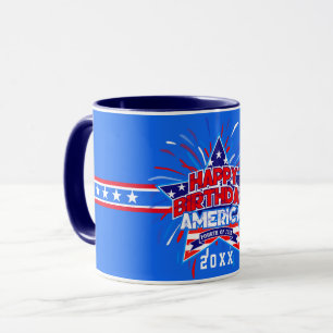 Caneca Feliz aniversário na América ( 4 de julho )