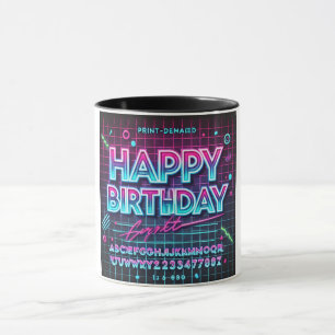 Caneca Feliz Aniversário Neon Glow Vibes