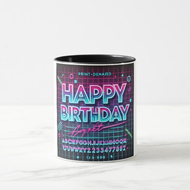 Caneca Feliz Aniversário Neon Glow Vibes (Centro)