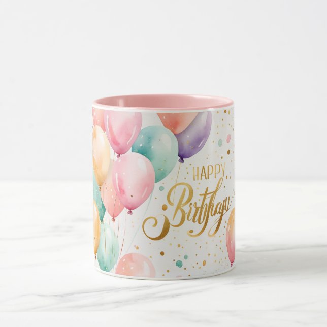 Caneca Feliz Aniversário Pastel Balloon Bliss (Centro)