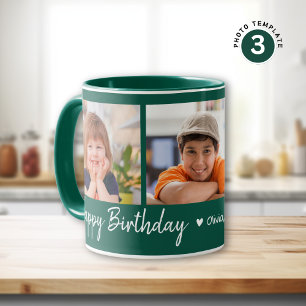 Caneca Feliz Aniversário Personalizado 3 Foto Colagem Ver