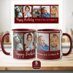 Caneca Feliz Aniversário Personalizado, 5 Fotografia Cola<br><div class="desc">Um presente de caneca de manutenção único para o aniversário de avós com tipografia feliz de aniversário e 5 fotos de netos com seus nomes.</div>