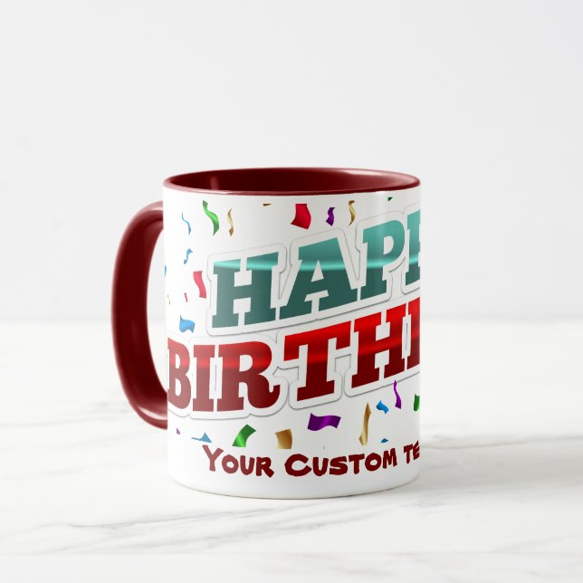 Caneca Feliz Aniversário Personalizado Mug (Frente Esquerda)