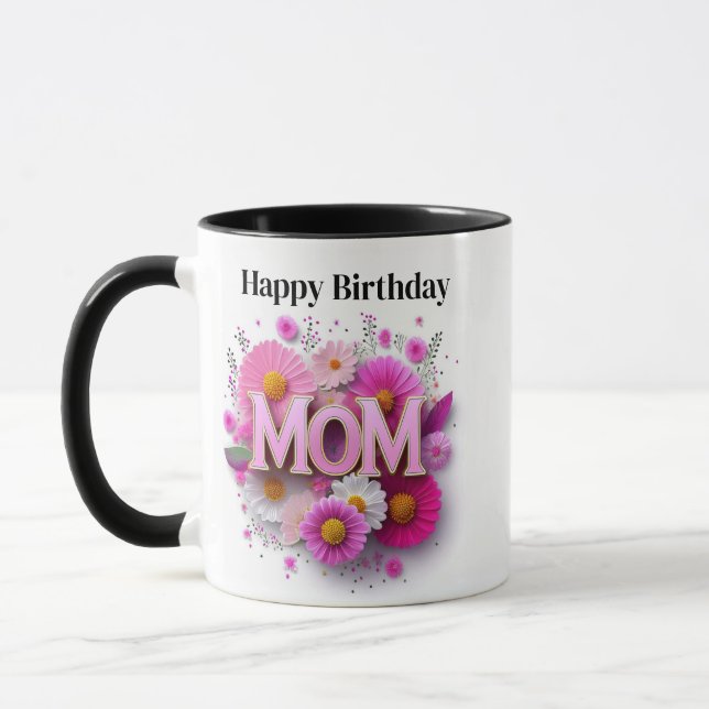 Caneca Feliz Aniversário Pink Floral Mug (Esquerda)