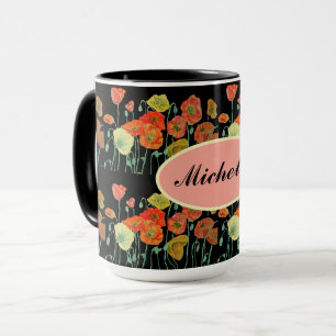 Caneca Feliz aniversário Poppy floral Laranja senhoras N