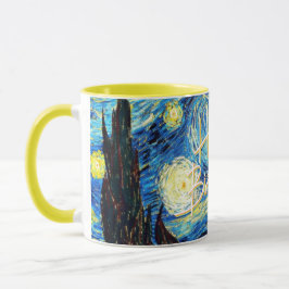 Caneca Feliz aniversário, Starry Night, belas artes.