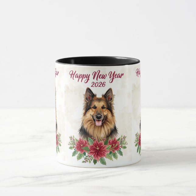 Caneca Feliz Ano Novo 2026 Amante de Cachorro (Centro)