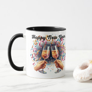 Caneca Feliz ano novo, desejos de champanhe