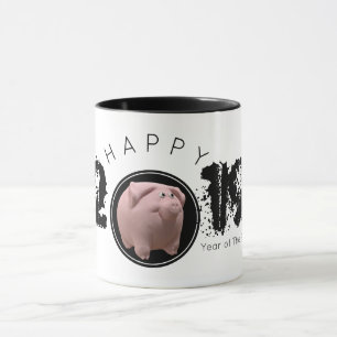 Caneca Feliz ano PIg grande 2019 triplo triD original Mug