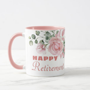 Caneca Feliz Aposentadoria com Flores Personalizadas