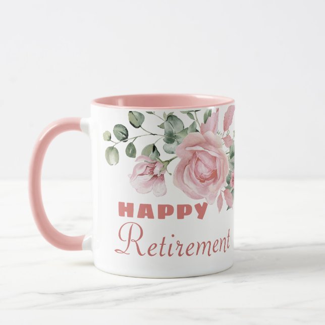 Caneca Feliz Aposentadoria com Flores Personalizadas  (Esquerda)