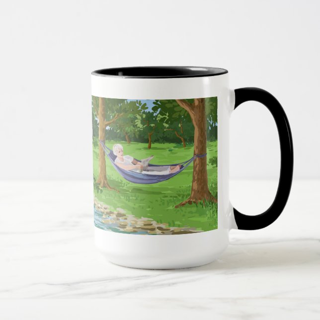Caneca Feliz aposentadoria personalizar (Lady in Hammock) (Direita)