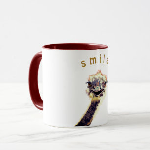Caneca Feliz avestruz - Engraçado - Sorria - Pintura