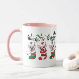 Caneca Feliz Brilho adiciona monograma porco Natal