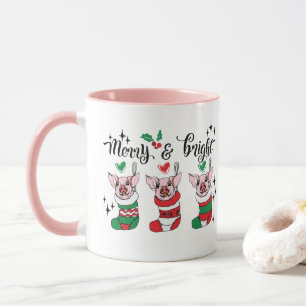 Caneca Feliz Brilho adiciona monograma porco Natal