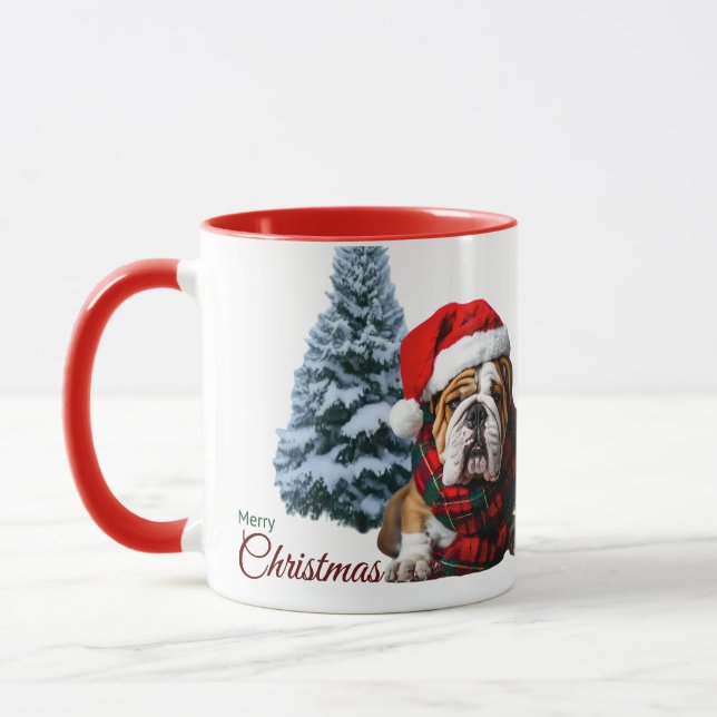 Caneca Feliz Buldogue de Natal (Esquerda)