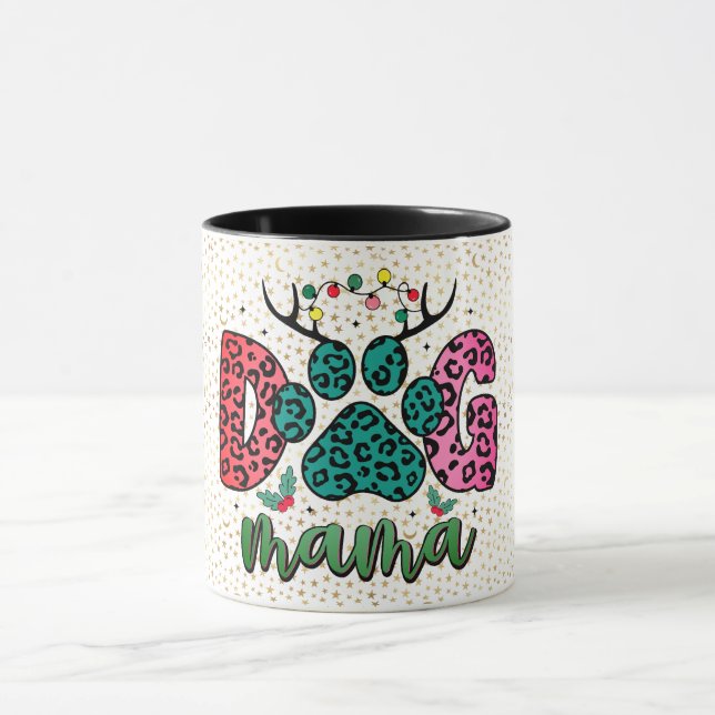 Caneca Feliz Cachorro de Natal Mama (Centro)