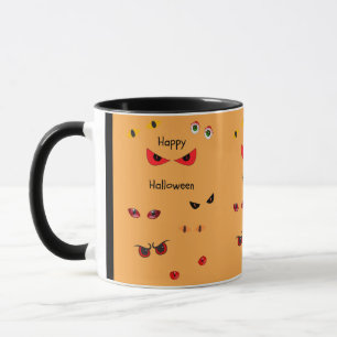Caneca Feliz Cama de Halloween com Olhos Assustadores