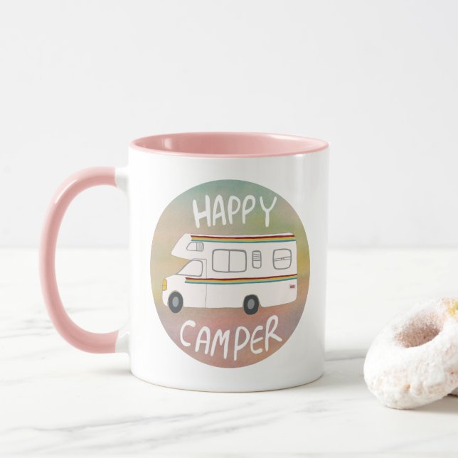 Caneca Feliz Camper Rainbow Sweet RVing Motorhome (Com Donut)