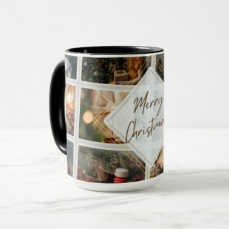 Caneca "Feliz Colagem de Fotos de Natal" | Café Mug |