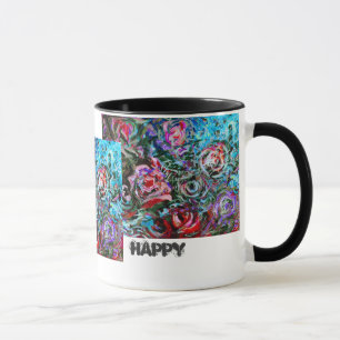 Caneca feliz com rosas