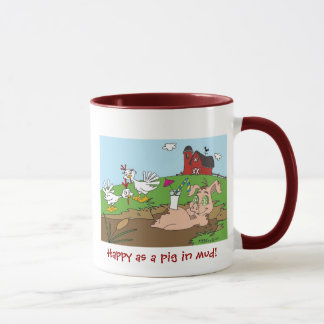 Caneca Feliz como um porco na lama!
