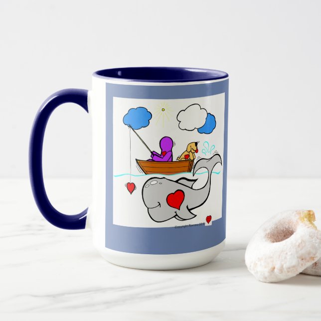 Caneca feliz da baleia da arte do coração (Com Donut)