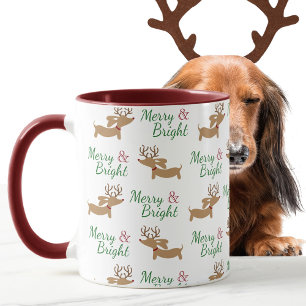 Caneca Feliz de Natal e Cachorro Brilhante