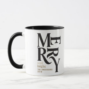 Caneca Feliz de Natal preto e dourado - presente
