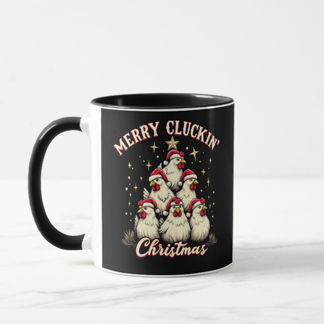 Caneca Feliz Dependendo Galinhas Engraçadas de Natal (Esquerda)