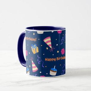 Caneca Feliz design de comemoração de aniversário