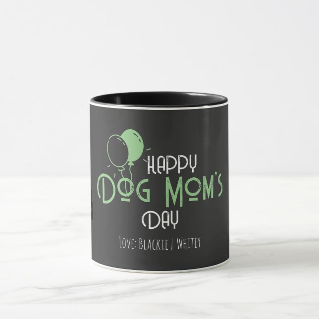 Caneca Feliz Dia da Mãe de Cachorro com Balões e Cachorro (Centro)